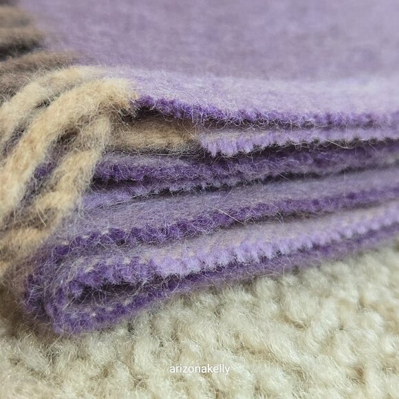 Luxurious Cashmere Scarf Purple Plaid Thick Plush - Picture 12 of 13